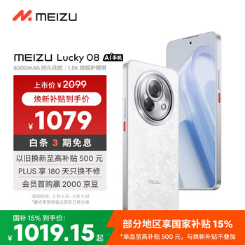 魅族（meizu）Lucky 08 AI幸运手机 12GB+512GB 星耀白 6000mAh持久续航